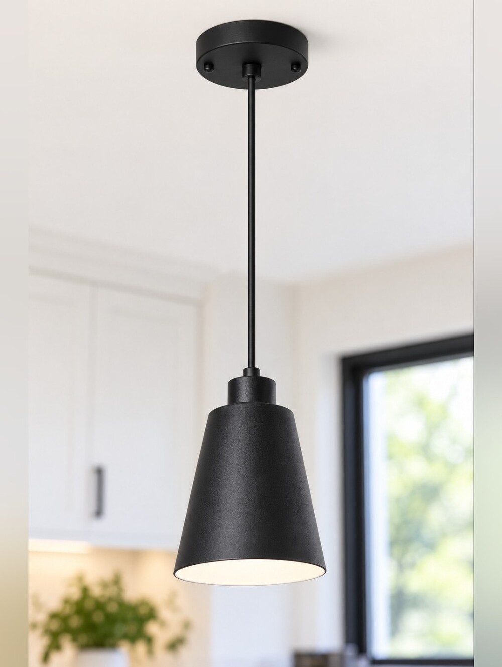 Single Black Pendant Light 5.94" Shade Adjustable 63" Cord Kitchen Island